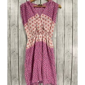 Presley Skye Dress Pink Purple Geometric‎ Print Sleeveless Casual Dress Silk XXS